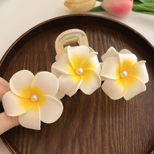 Mezcla de colores Artificial EVA <span class=keywords><strong>Frangipani</strong></span> Floral Hair Grips Pulmeria Foam Hawaiian Flower Hair Claw - Product Image 4