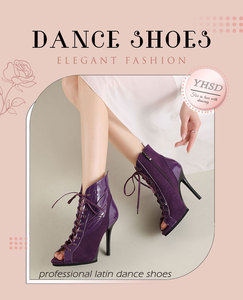 Eleganti <span class=keywords><strong>Stivali</strong></span> da Ballo Latino per Donne, Design Alla Moda con Cinturino a Fibbia e Lacci, Comode Scarpe da Ballo da Sala con <span class=keywords><strong>Tacco</strong></span> Alto - Product Image 2