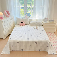 Parure de draps rayés pour lit Queen, poches profondes, 4 pièces, en coton doux, rayures fines, avec taies d'oreiller et étiquette personnalisée