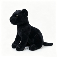 Peluche Panthère Noire Personnalisée avec des Yeux Verts, Peluche Panthère Assise, Jouet en Peluche Panthère Noire Réaliste de la Jungle