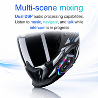 Casque de moto 5.3 avec interphone bidirectionnel 300M, éclairage RGB, double mode, mixage, IPX6, commande vocale IA, 1000mAh