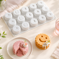 SILIKOLOVE Moule à gâteau en silicone personnalisé à 15 cavités rondes, antiadhésif platine LFGB, sans BPA, pour mousse et pâtisserie