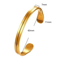 Bracelet ouvert en forme de C en acier inoxydable plaqué or 18 carats, bijoux personnalisés OEM, bijoux de mode minimalistes, bracelet imperméable