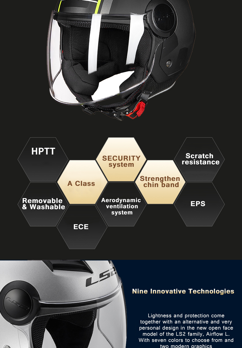 Casco Jet LS2 Airflow II ECE 22.06, Visiera Lunga Antigraffio, Calotta HPTT, Interno Removibile, Peso 950g, Perfetto Per La Città
