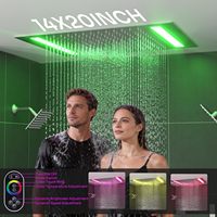 Système de douche Honajo 5 modes, pommeau de douche LED effet pluie 20x14 pouces, deux douches murales de 6 pouces, 6 jets latéraux, douchette à main 2-en-1
