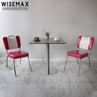 WISEMAX MÖBEL Hotel Retro Esszimmermöbel Edelstahl PU-Leder Amerikanische Fast-Food-Restaurant Esszimmerstühle