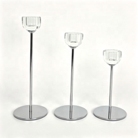 Supports de bougies modernes en fer électroplaqué et cristal, bougeoirs en verre transparent, vendus séparément ou en ensemble complet