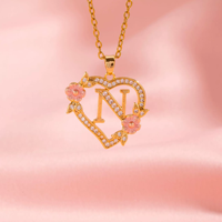 Collier léger de luxe à motif floral et lettre en forme de cœur pour femme, chaîne de clavicule unique et élégante