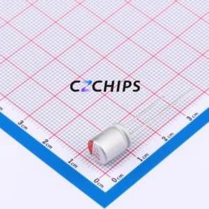 ตัวเก็บประจุแบบแข็ง HT1E227M0810PC แบบ Through-hole (THT), ขนาด D8xL10.5 มม. 220uF 20% 25V 3.5 มม. - Product Image 1