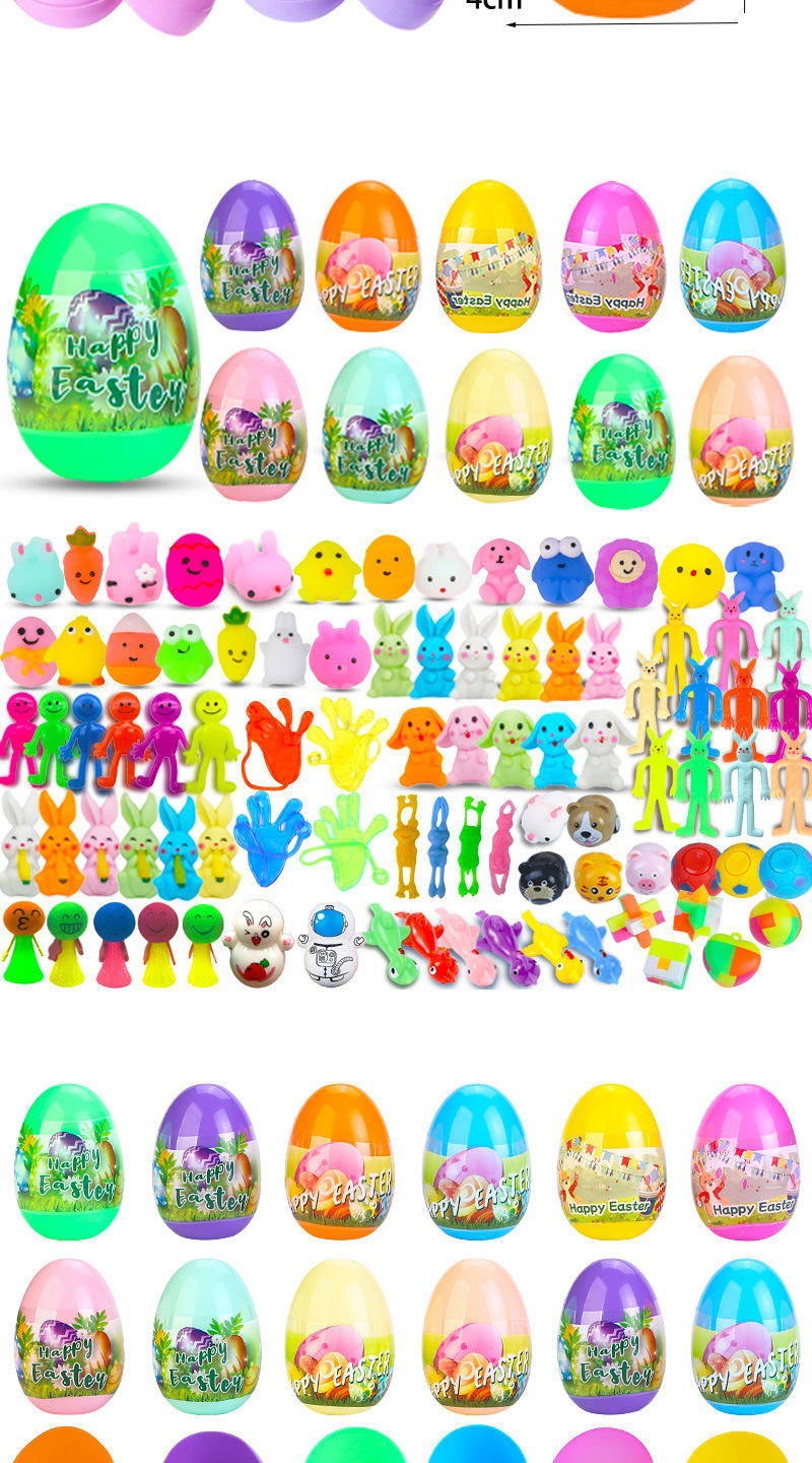 Gacha de Pâques bleu - 6x4 cm - avec rembourrage - motifs assortis