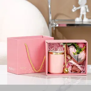 Conjunto de canecas e leques luxuosos para presente de aniversário, novo estilo, personalizável para o dia dos namorados e dia das mães, novo estilo, 2024, ideal para capina