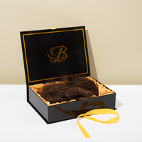 Boîte d'emballage de perruque de luxe Lbarley, boîte cadeau haut de gamme pour extensions de cheveux avec doublure en soie, fermeture magnétique, étui pour perruque