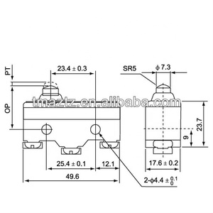 TM-1306-1 IP67 <span class=keywords><strong>Micro</strong></span> chuyển đổi với bản lề ngắn Con lăn LEVER CE phê duyệt trứng lồng ấp giới hạn chuyển đổi 15A max. Hiện tại - Product Image 2