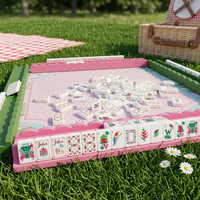 Jeu de Mahjong Américain de Luxe Écologique Forêt Tropicale avec Tuiles en Acrylique de Haute Qualité Design Portable