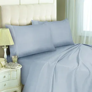 Couettes et draps de lit ultra doux fabriqués en chine 200TC drap de lit 4 pièces ensemble de draps de lit en bambou