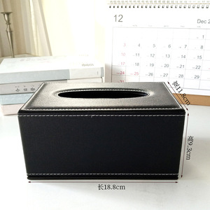 Cubierta de caja de pañuelos de cuero PU para caja de papel higiénico de escritorio de oficina de Hotel soporte de caja de pañuelos de negocios - Product Image 2