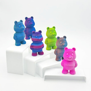 Services de fabrication plastique personnalisés en usine pour porte-clés mini-ours en peluche imprimé en 3D rose, texture crochetée dégradée, OEM - Product Image 6