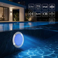 Projecteur LED RGBW ultra-plat 7,5 mm pour piscine, étanche IP68, à montage en surface, pour rénovation de piscines anciennes, conception sans fuite remplie de résine