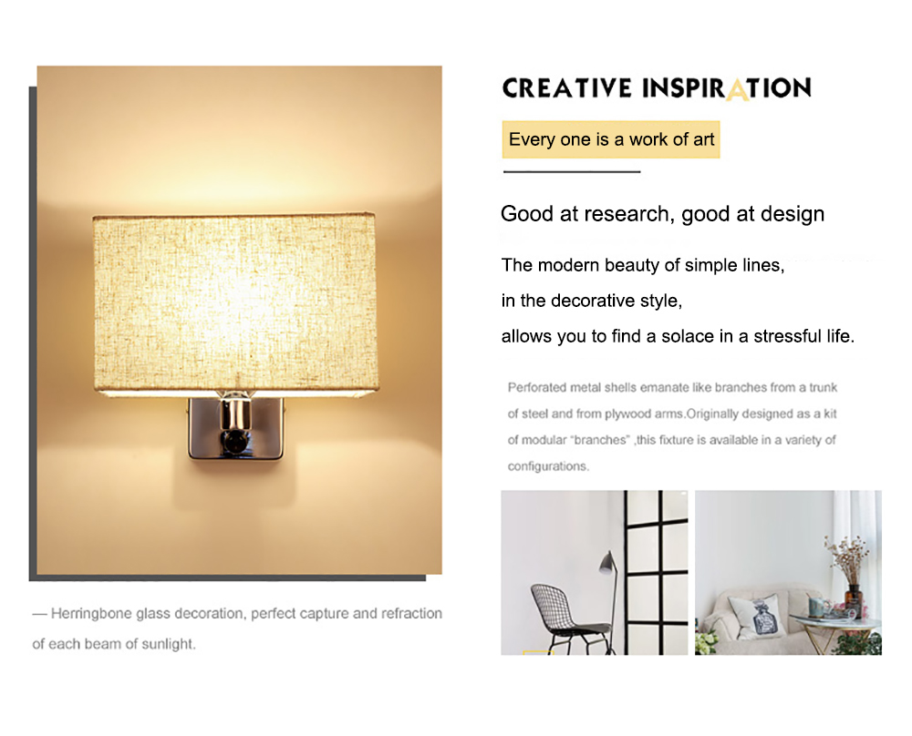 European Reading Wall Lights E27 Interior Bedroom Living Room Hotel Loft Bedside Led fabric wall lamp Indoor