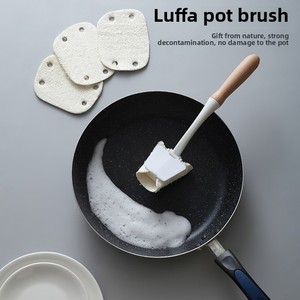 Loofah Pot <b>Brush</b> with <b>Extended</b> Wooden Handle Non-Stick Oil Pot Dish Bowl <b>Cleaning</b> <b>Brushes</b> - Product Image 2