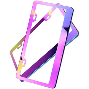 Porta <span class=keywords><strong>Targa</strong></span> <span class=keywords><strong>Auto</strong></span> in Acciaio Inox Blu Colorato, Standard Americano, Accessorio Decorativo per <span class=keywords><strong>Auto</strong></span> - Product Image 3