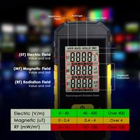 Testeur de rayonnement électromagnétique professionnel 3-en-1, triple détection, écran LCD numérique 3-1/2 chiffres, alarme sonore et lumineuse pour