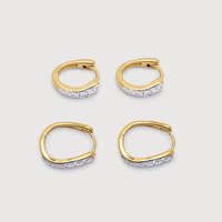 Gemnel - Aros de Plata de Ley 925 con Diamantes, Modelo Riva Huggies y Juego de Aros Pequeños para Mujer