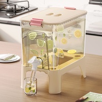 Seau de stockage de boissons domestique transparent à double compartiment, grande capacité 6,5 L, design moderne en PP, avec double robinet