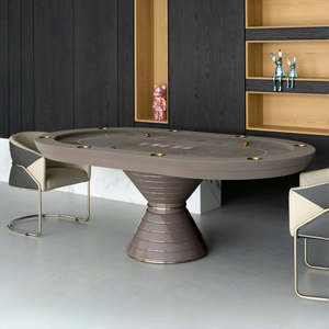 Mesa de Póker de Lujo con Forma Ovalada y Diseño Personalizado, Mesa de Póker Redonda Profesional de Casino con Patas Geométricas de Madera Maciza - Product Image 3