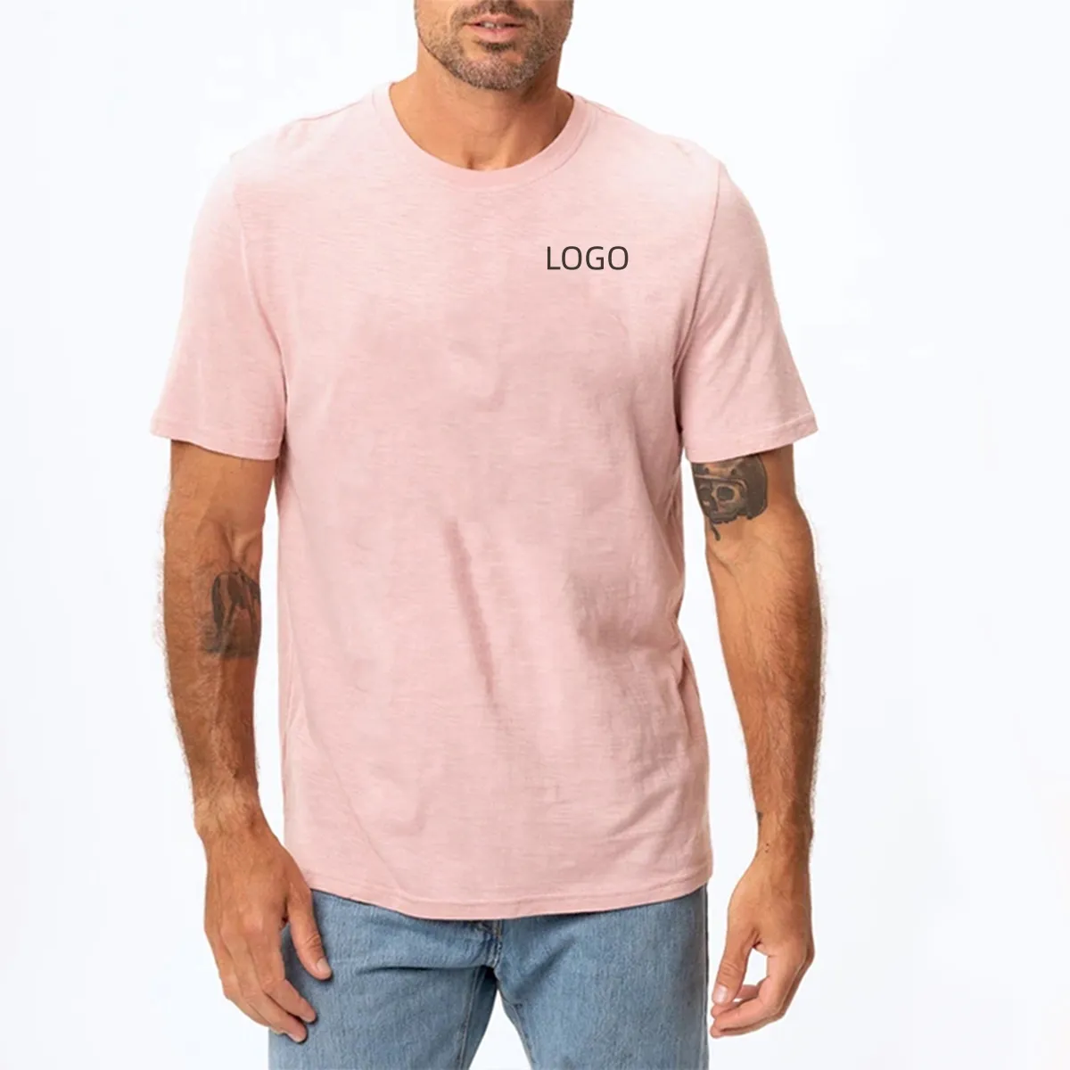 Hot Selling Fabricage Print Custom Blanco Dames Roze T-Shirt Label 100% Katoen Plus Size T-Shirts Voor Mannen Grafisch T-Shirt