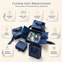 Boîte cadeau magnétique marine personnalisée avec logo, ruban et insert en plumes pour cadeaux de mariage, OEM, vente en gros, marque privée