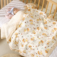 Baby Multi-laagse Handdoek 110*110 cm Op Maat Ontworpen Cartoon Dierenprint Baby Beddengoed Groothandel GOTS Gecertificeerd Biologisch