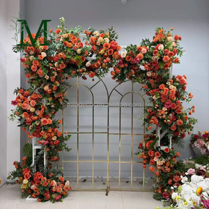 Arreglos Florales Artificiales Personalizados para Bodas, Flores de Naranja, Rosas y Follaje, Hilera de Flores Enrolladas con Arco - Product Image 3