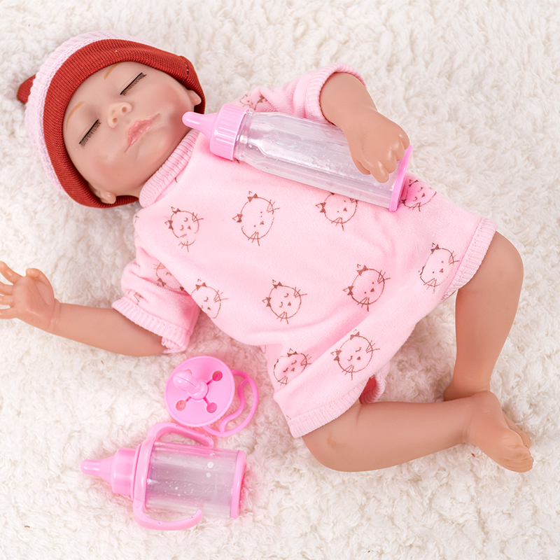 Boneca 14 дюймов мягкая кукла с подачи дети милые Спящий ребенок, настоящие куклы
