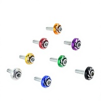 Vis de fixation de plaque d'immatriculation pour moto, en aluminium anodisé multicolore, gravée, à tête hexagonale, pour modification de moto