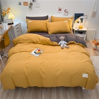 Ensemble de literie à rayures et à carreaux, 4 pièces, drap, housse de couette, taies d'oreiller