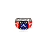 Nouvelle bague drapeau cinq étoiles de style américain classique, certifiée CNAS, en laiton plaqué argent/or avec zircon incrusté coloré