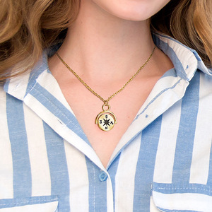 Collar con Colgante de Brújula Giratoria de Acero Inoxidable Personalizado, Joyería Fina al por Mayor para <span class=keywords><strong>Mujer</strong></span> - Product Image 6