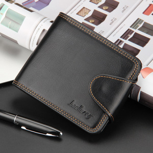 Baellerry Men's Short Wallet Black Multi-Card Slot Buckle Wallet Everyday Use - Product Image 1