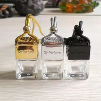 Bouteille diffuseur de parfum pour voiture en verre carré vide avec bouchon à vis et boîte