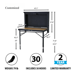 Établi pliant pliable fixé au mur robuste en métal bricolage Garage <span class=keywords><strong>Table</strong></span> de travail pliable établi mural montable - Product Image 4