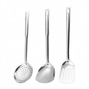 Factory Stainless Steel Set <b>Large</b> Metal Basting Spoon Kitchen Cooking Soup Ladle Small Spatula Accessories High Colander Serving - Product Image 1