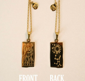 Collana con Ciondolo Segno Zodiacale, Collana Quadrata con Segno Zodiacale, Gioielli Astrologici Mistici con Catena Dorata, Regalo di Compleanno, Oroscopo - Product Image 4