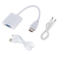 Câble adaptateur convertisseur HDMI vers VGA avec alimentation Micro-USB et adaptateur de câble jack audio 3.5MM mâle vers femelle 1080P pour DVD PS4