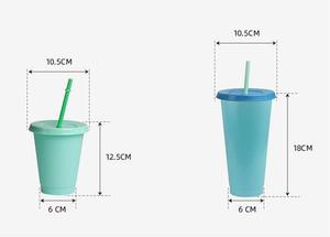 Changement de couleur de l'eau de café en plastique réutilisable Offre Spéciale avec couvercle et paille tasse froide de 710ml à détection de température - Product Image 5