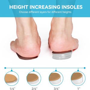 Chaussures en gel 4 couches de 1 pouce pour femmes, inserts compensés orthopédiques réglables pour les jambes inégales, douleur au talon, longueur de jambe 3/4 ". - Product Image 2