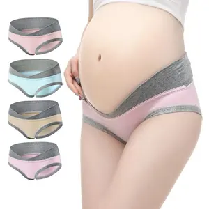 Schwangere hochela tische Baumwolle Mid-Late Low Waist Früh schwangerschaft Frauen Dünn schnitt Großes schwangeres Höschen