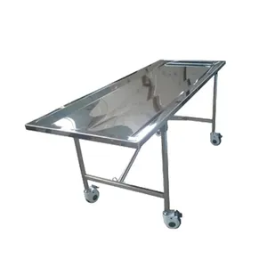 Mesa de embalsamamiento plegable de acero inoxidable, productos funerarios, mesa de disección de anatomía, de acero inoxidable