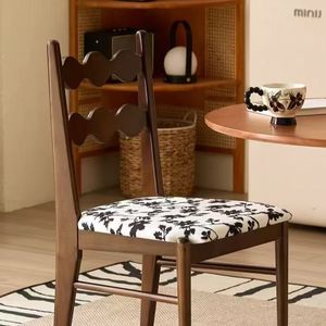Chaise de salle à manger en bois massif avec siège rembourré, style vintage, pour la maison, le salon - Product Image 1