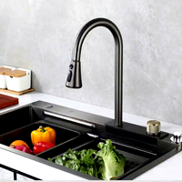 Robinet de cuisine moderne, robinet de lavabo style cascade, robinet de lavabo multifonctionnel en acier inoxydable